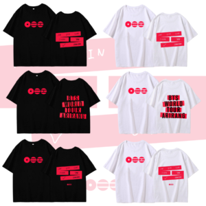 Bangtan Boys Kpop Short Sleeve T-shirt Cotton Round Neck Drop Shoulder Black T-shirt for Kpop RM JK JIN JIMIN V SUGA