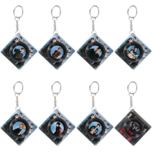 KPOP Bangtan Boys Acrylic Keychain Rotating CD keychain Jungkook Taehyung Jimin Jin Rm Suga Jhope Plastic Keys Charm