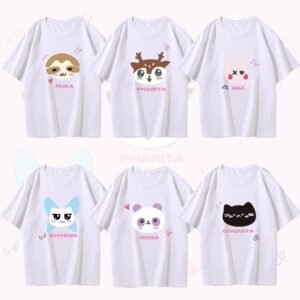 BABYMONSTER Kpop Short Sleeve T-shirt Cotton Round Neck Drop Shoulder Black T-shirt for KPOP Ruka Pharita Asa Ahyeon Rora Chiquita