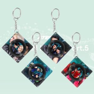 #ATEEZ-KEY04 KPOP ATEEZ Acrylic Keychain ATEEZ GOLDEN HOUR : Part.5 Rotating CD record keychain Plastic Keys Charm