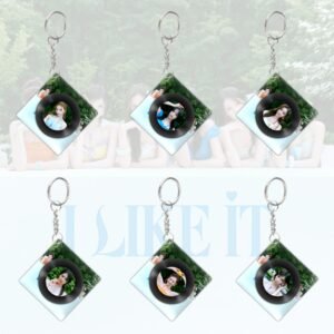 KPOP BABYMONSTER Acrylic Keychain BABYMONSTER I LIKE IT Rotating CD record keychain Plastic Keys Charm