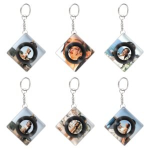 KPOP JENNIE Acrylic Keychain JENNIE Rotating CD record keychain Plastic Keys Charm