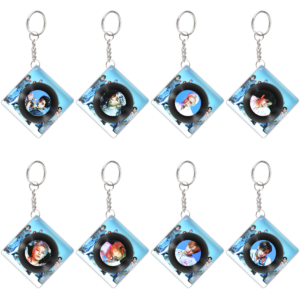 8pcs/set KPOP STRAYKIDS Acrylic Keychain STRAYKIDS SUIATSU Rotating CD record keychain Plastic Keys Charm